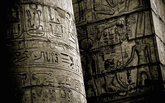 Egyptian columns museum clock writing free wallpaper - medium preview image