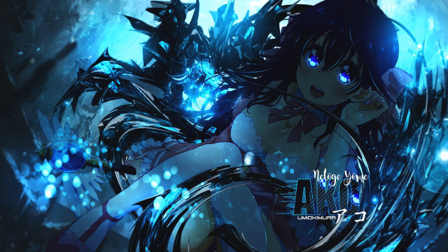 Blue eyes black hair holography free wallpaper - medium preview image