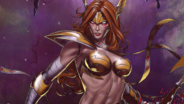 Woman costume sword demon chest free wallpaper for desktop - medium preview image