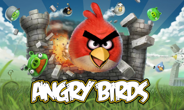 Red angry bird castle clouds free wallpaper - medium preview image
