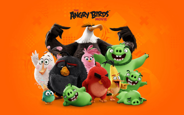 Angry birds orange background cartoon free wallpaper - medium preview image
