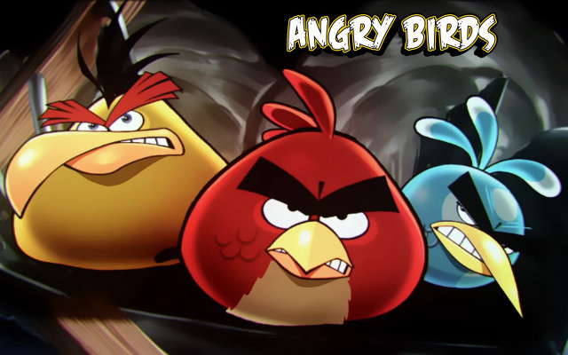 Angry birds group black background free wallpaper - medium preview image