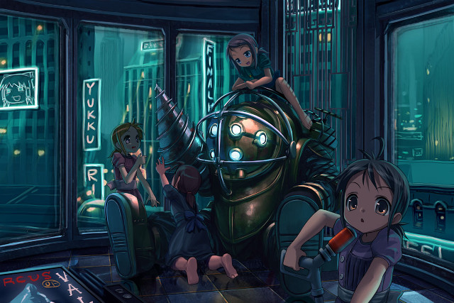 Group people robot room windows free wallpaper - medium preview image
