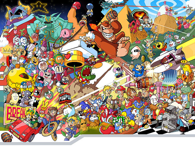 Cartoon characters racing track crowd free wallpaper - medium preview image