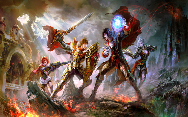 Fantasy group fire flames background free wallpaper - medium preview image