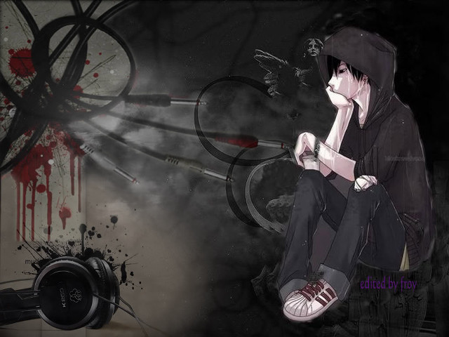 Man sitting floor headphones cigarette free wallpaper - medium preview image