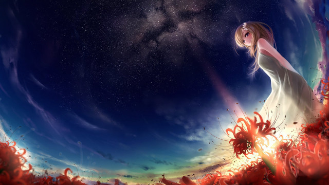 Woman white dress flower field #7 free wallpaper for desktop - medium preview image
