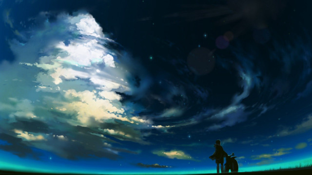 Man riding horse cloudy sky free wallpaper - medium preview image