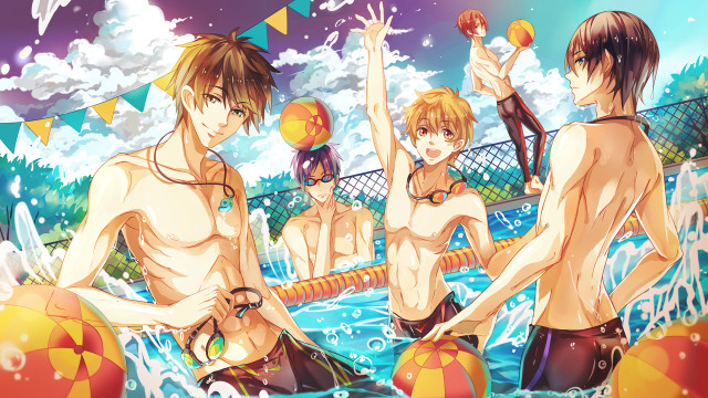 Group people pool ball air free wallpaper - medium preview image