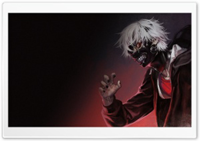 Whitehair blackmask man handsup shockart free wallpaper - medium preview image