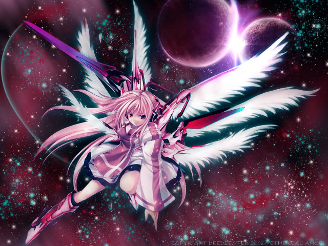 Girl angel wings flying purple free wallpaper - medium preview image
