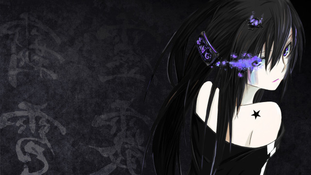 Girl black hair purple eyes free wallpaper - medium preview image