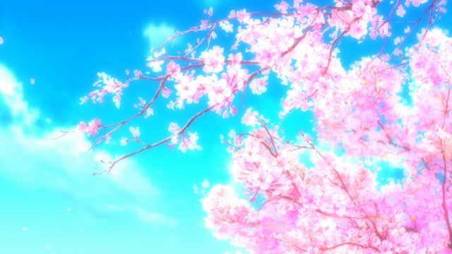 Pink tree blue sky clouds free wallpaper - medium preview image