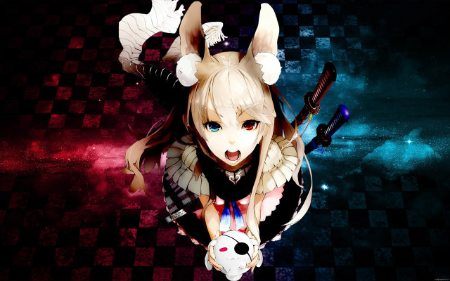Anime rabbit ears soccerball gun free wallpaper for desktop - medium preview image