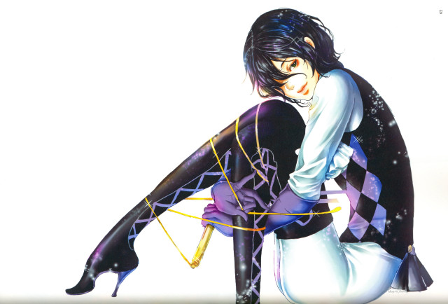 Woman black white outfit chair free wallpaper - medium preview image