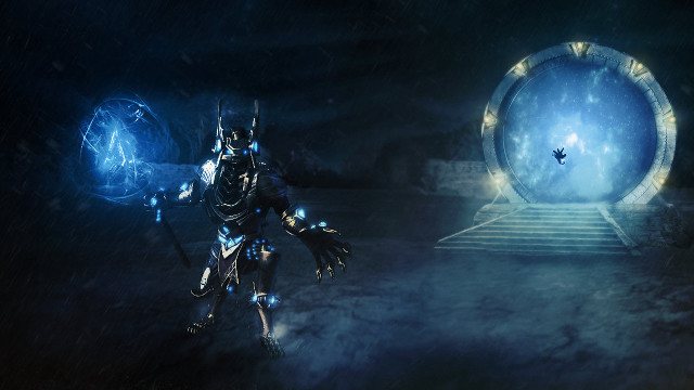 Man armor sword blue ball free wallpaper - medium preview image