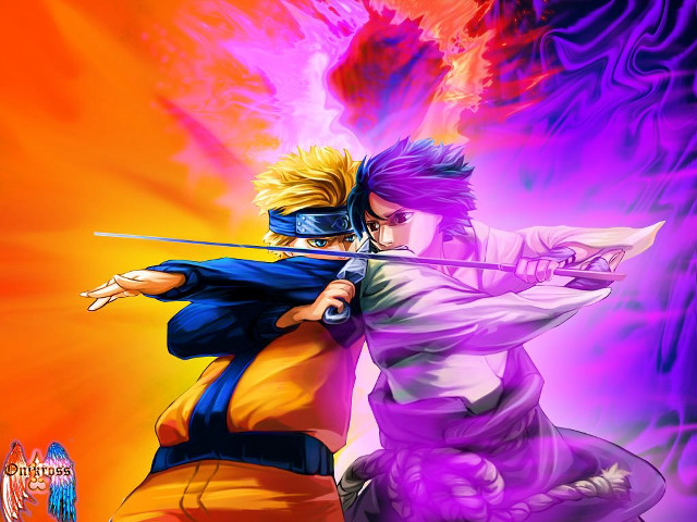 Two people colorful painting sword free wallpaper - medium preview image
