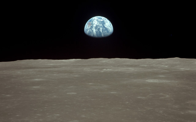 Earth moon horizon night sky free wallpaper - medium preview image