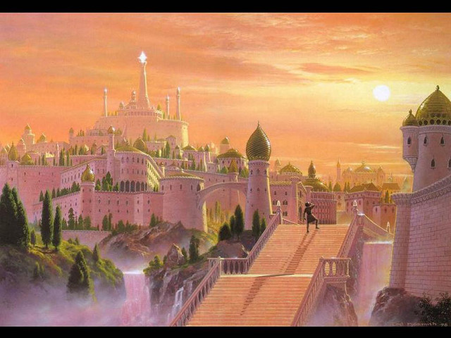 Castle stairs man standing top free wallpaper - medium preview image