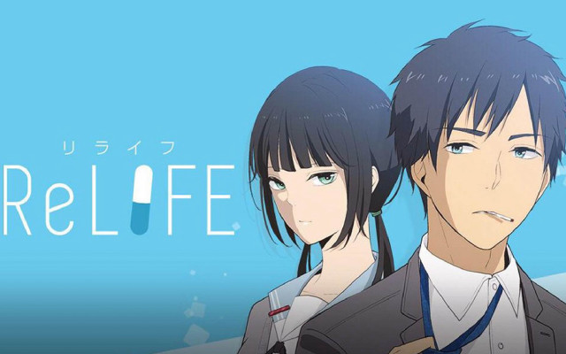 Anime couple relief blue background free wallpaper - medium preview image
