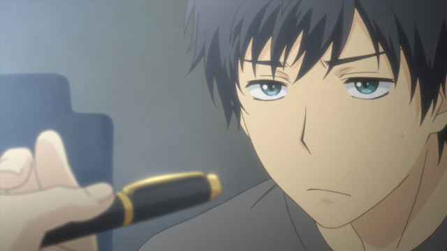 Man pen serious look blue free wallpaper - medium preview image
