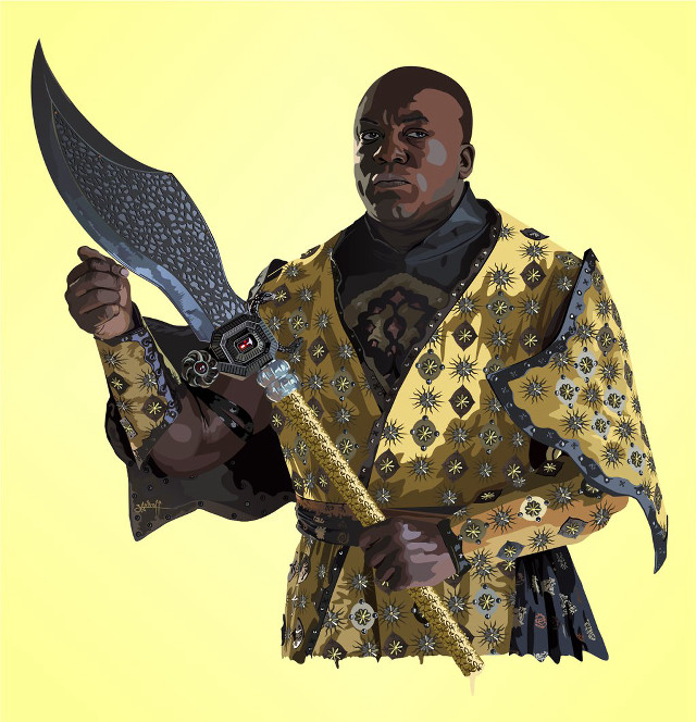 Man knife bird yellow background free wallpaper - medium preview image