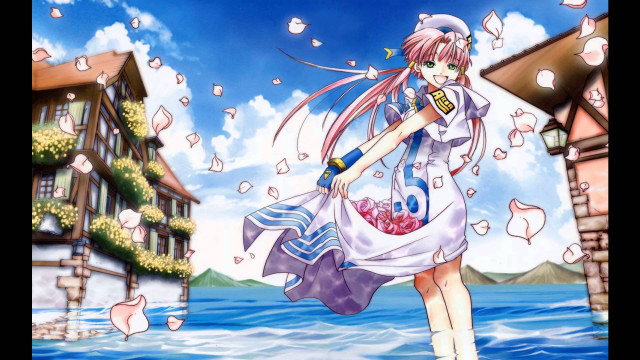 Anime girl sailor outfit food free wallpaper - medium preview image