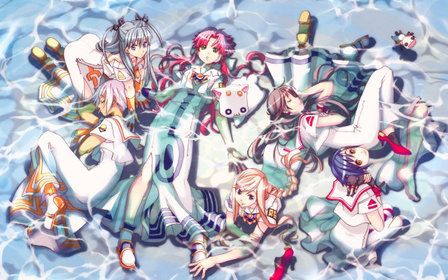 Anime girls floating pool arms free wallpaper - medium preview image
