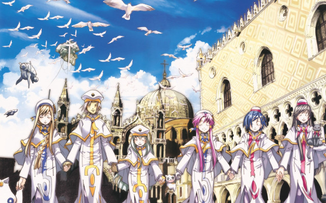 People building birds flying clock free wallpaper - medium preview image