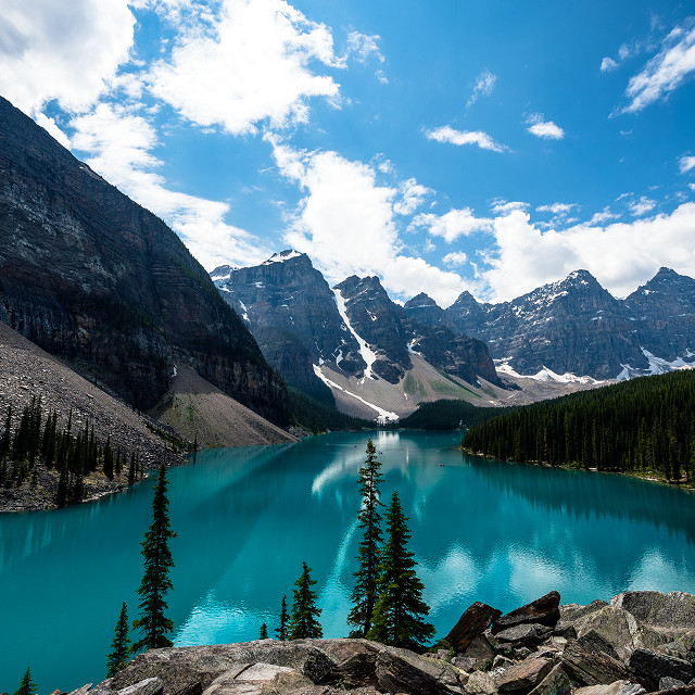 Lake mountains trees blue sky #29 free wallpaper - medium preview image
