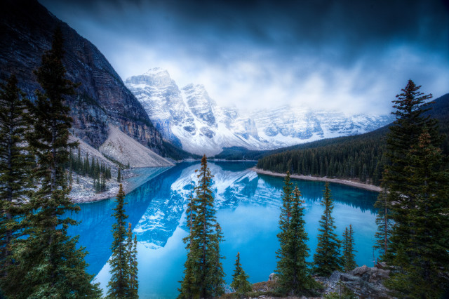 Mountain lake forest snowy horizon #2 free wallpaper - medium preview image