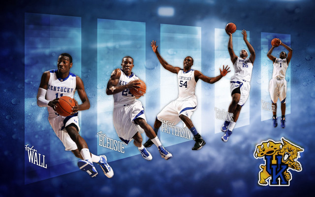 Basketball players blue background group free wallpaper - medium preview image