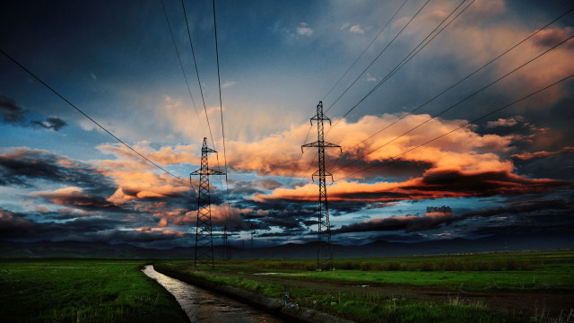 Field stream cloudy sky power free wallpaper - medium preview image