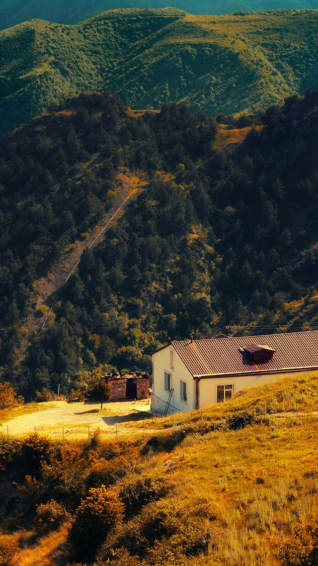 House hill mountain road scenery free wallpaper - medium preview image