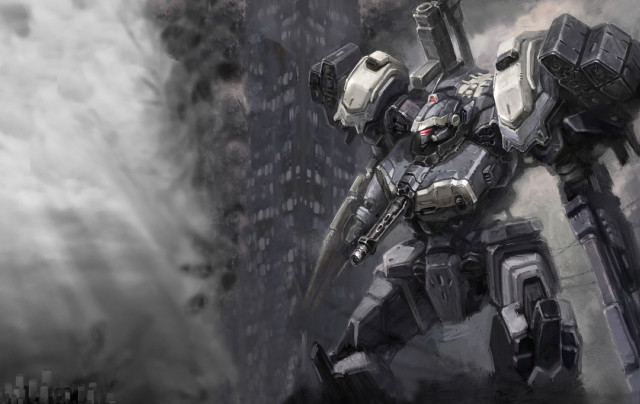 Robot standing air gun building free wallpaper - medium preview image