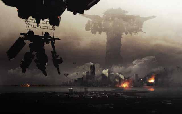 Futuristic city giant structure smoke free wallpaper - medium preview image