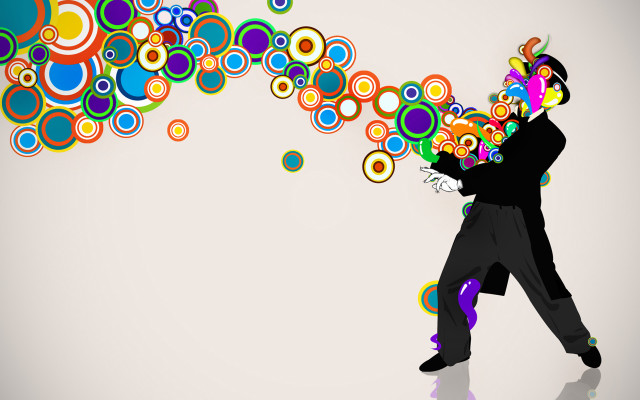 Man in suit bubbles white free wallpaper - medium preview image