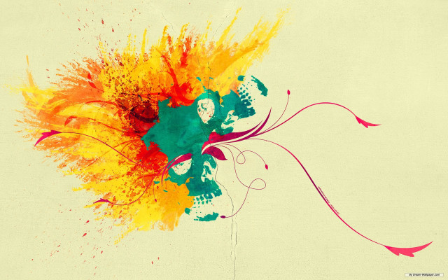 Flower paint splash petals leaves free wallpaper - medium preview image
