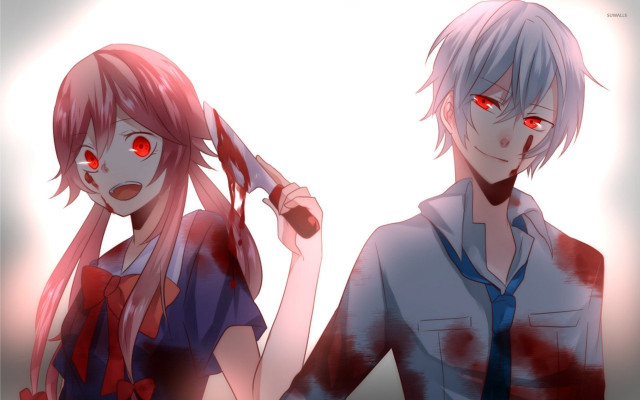 Anime characters red eyes long #2 free wallpaper - medium preview image