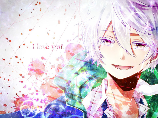 Anime whitehair boy tie smile free wallpaper - medium preview image