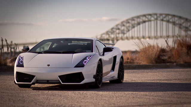 White sports car parked bridge #3 free wallpaper - medium preview image