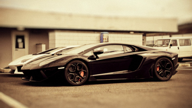 Black white sports car parking #2 free wallpaper - medium preview image