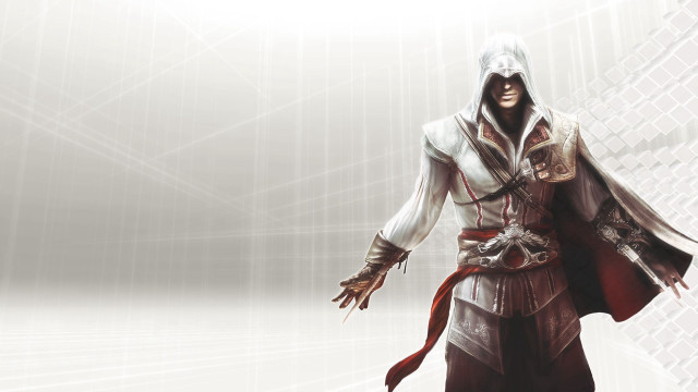Man white outfit hood sword free wallpaper - medium preview image
