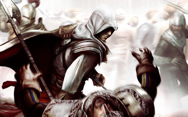 Man white outfit sword background free wallpaper - medium preview image