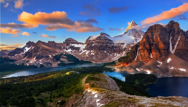 Mountain lake sunset clouds background free wallpaper - medium preview image