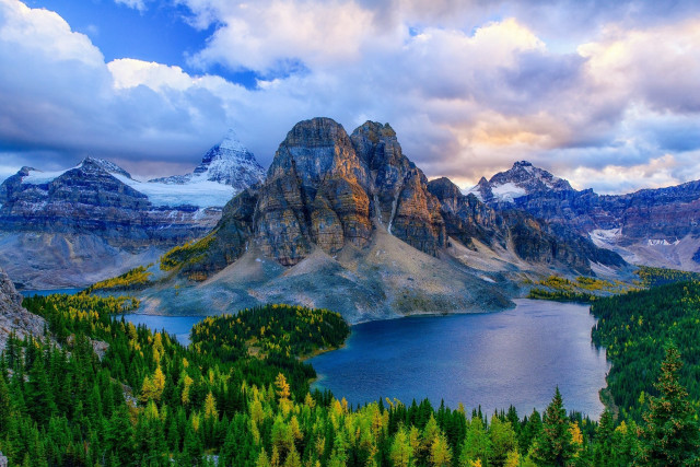Mountain lake trees background clouds #3 free wallpaper - medium preview image