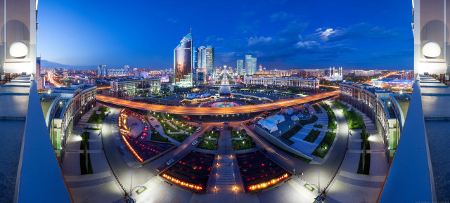 City skyline bridge highway nighttime free wallpaper - medium preview image