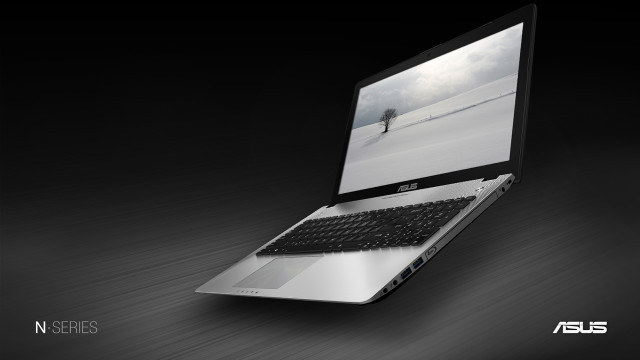 Laptop wooden table dark room free wallpaper - medium preview image