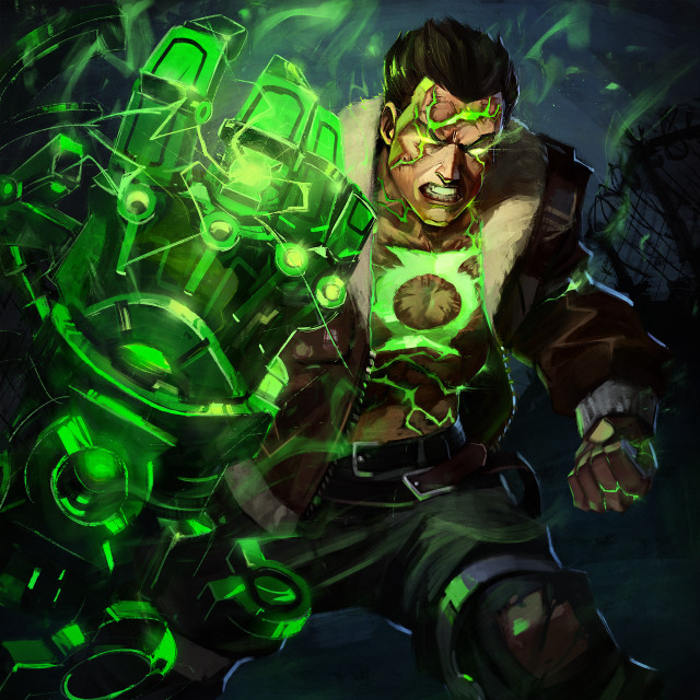 Man green light face chest free wallpaper - medium preview image