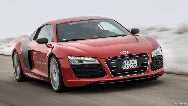 Red car snow mountains digital free wallpaper - medium preview image